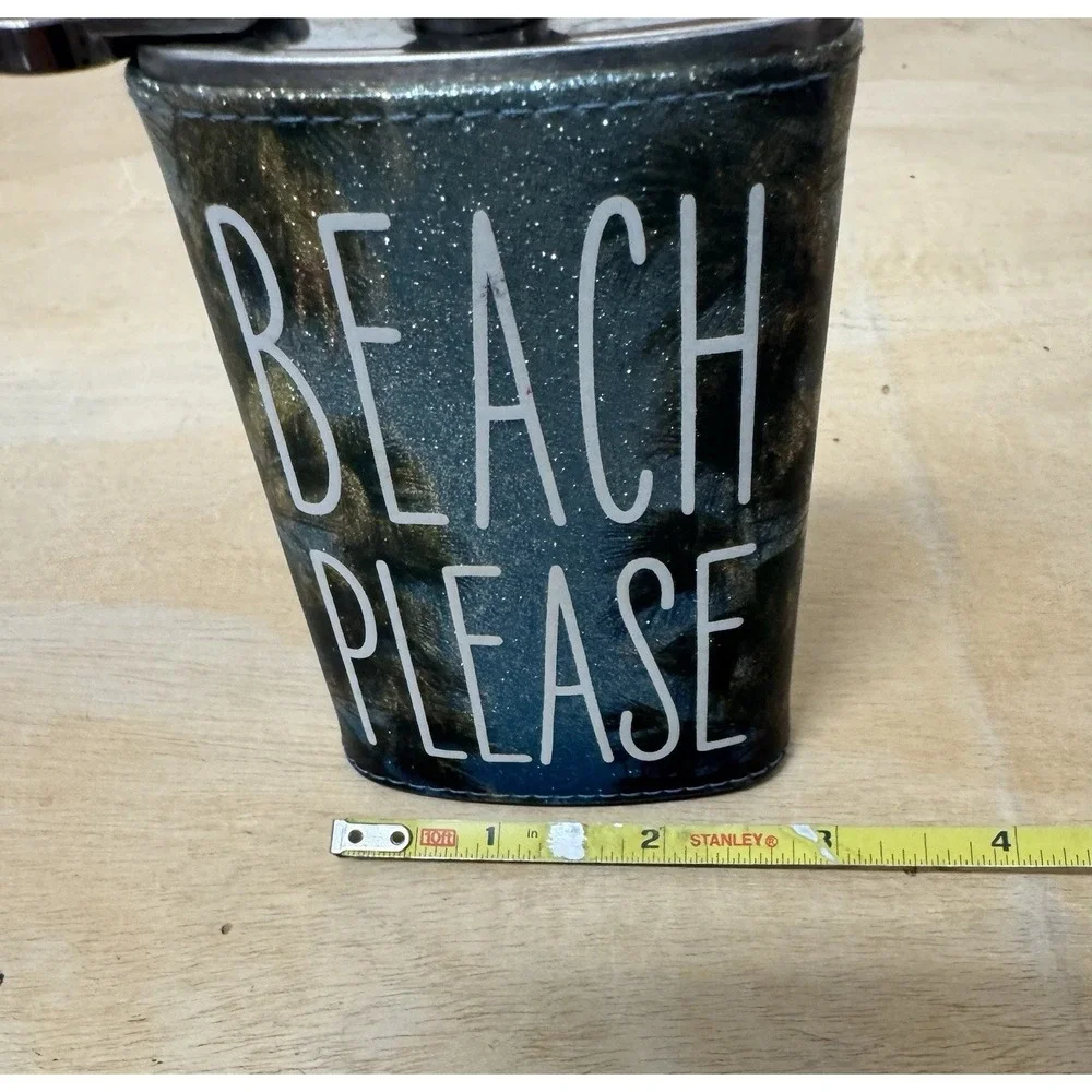 Beach Please Glitter Flask Palm Trees 5